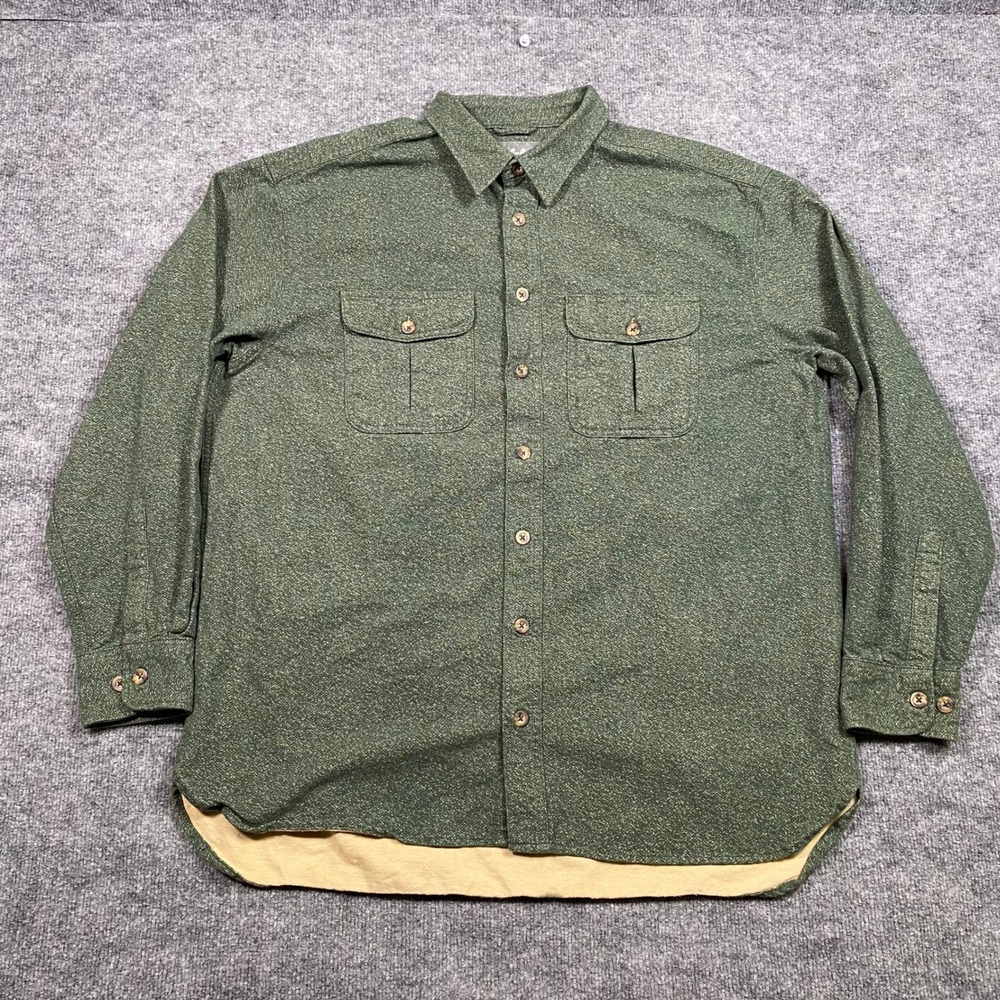 Cabelas Mens XL‎ Tall Forest Green Heathered Heavyweight Button Down Shirt